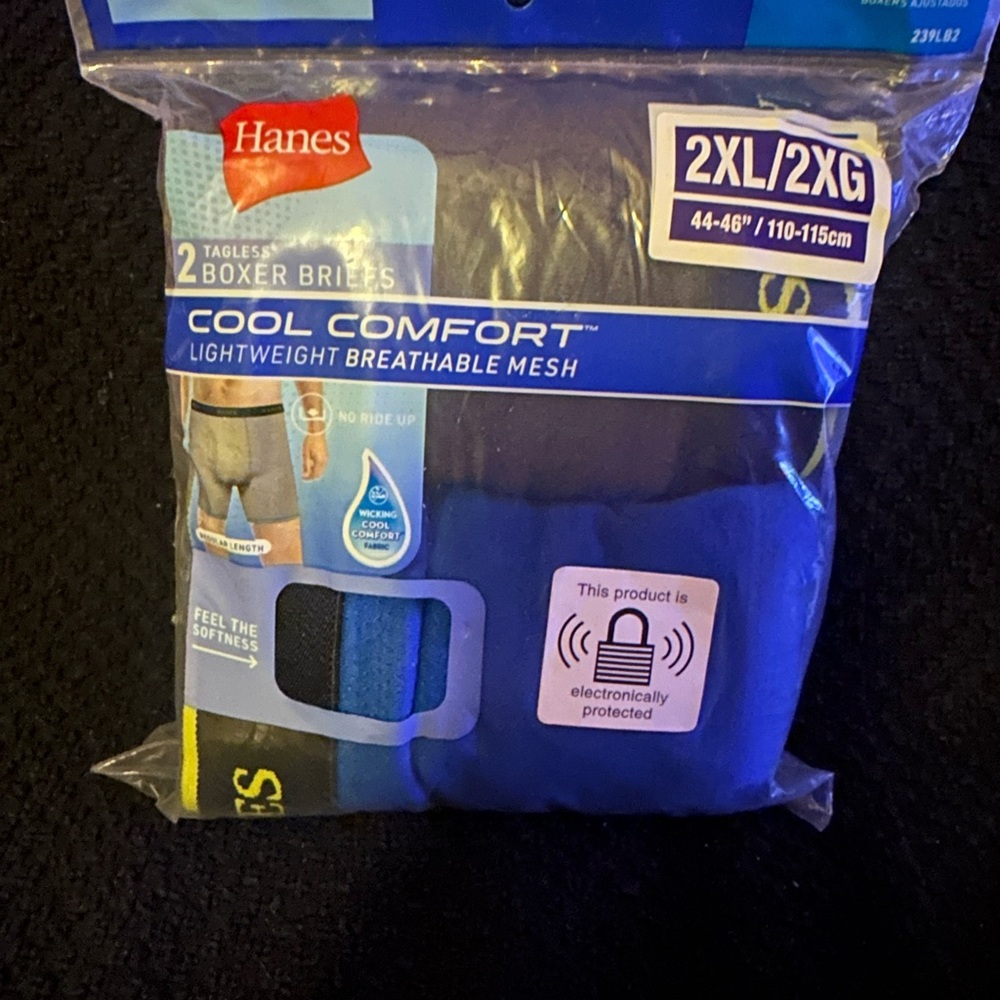 Hanes Men's Black and Blue Boxer Briefs - 2 Pack
